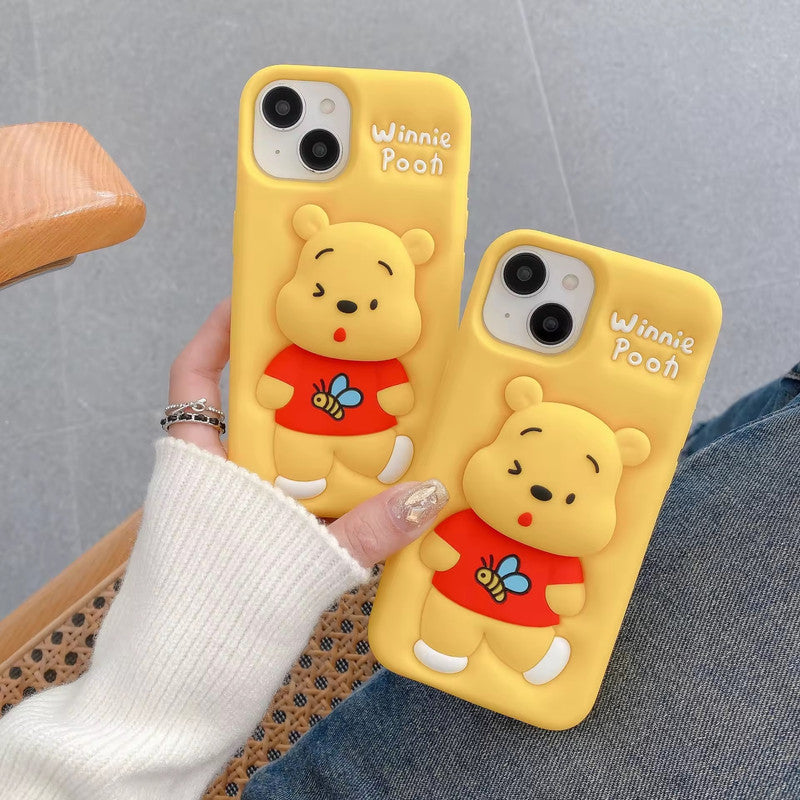 3D Cartoon Bear Pooh Winnie The POOH Bee Animal Back Case with Holder